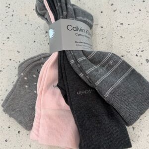 New mens Calvin Klein Men’s 4-Pack Cotton Stretch Socks — Gray & Light Pink